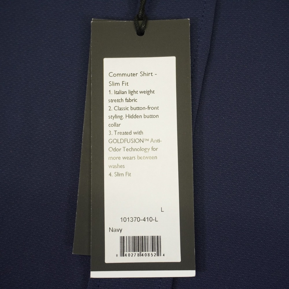 NEW Rhone Commuter Shirt Mens L Navy Blue Slim Fit Italian Stretch Button Down - Picture 3 of 9